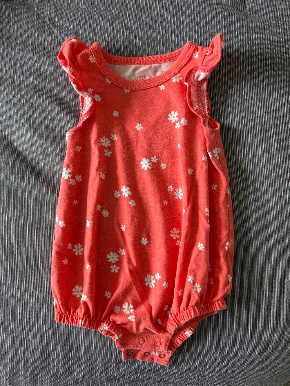 Cat & Jack Coral Pink Floral Sleeveless Bubble Bodysuit